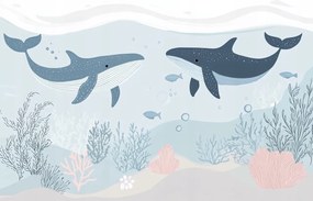 Fotótapéta Flizelina Gyerekek Tenger Óceán Víz Bálna Halak 208x146 ragasztó