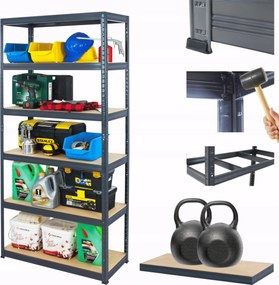 Tárolószekrény fém Premium Helios 196x90x45cm 6Px275kg Erős