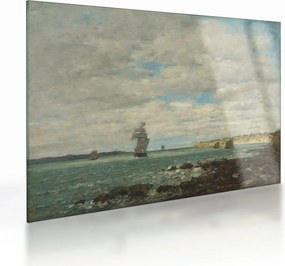 Üveg kép - Eugène Boudin, Coast of Brittany, reprodukciók (70x50 cm)