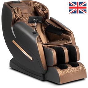 Masszázsfotel Barna Eco-bőr Kárpittal. Angol Vezérlés - Menü. VX MAX