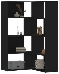 4 szintes fekete szerelt fa sarokkönyvespolc 85 x 85 x 140 cm
