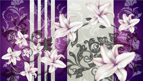 Fotótapéta Liliomok Fehér-lila elegancia világos háttérrel 254x184 +ragasztó