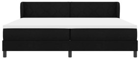 Fekete Box Spring Ágy Mattal, 200x200 cm, Szövet