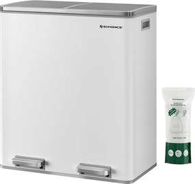 SzelektĂv szemeteskuka 2x30L, fehĂ©r