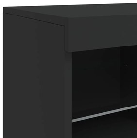 fekete tálalószekrény LED-világítással 81 x 37 x 67 cm