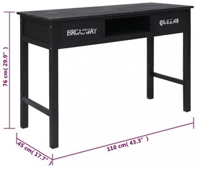 fekete fa tálalóasztal 110 x 45 x 76 cm