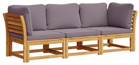 vidaXL 3 részes tömör akácfa kerti ülőgarnitúra párnákkal