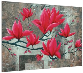 Piros virágok képe (70x50 cm)