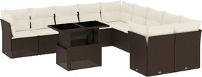 vidaXL 11 részes barna polyrattan kerti ülőgarnitúra párnákkal