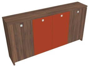 Verno közepes gardrób 248 x 46 x 130 cm, kombinált ajtó, dió / narancs