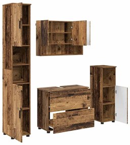 Fürdőszoba bútor szett 4 pcs Régi fa 30 x 35 x 192 cm Faanyag