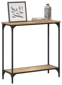 Konzolasztal polcokkal kézműves tölgy 75 x 30.5 x 75 cm Faanyag
