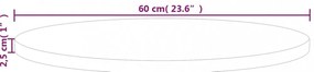 kerek kezeletlen tömör tölgyfa asztallap Ø60 x 2,5 cm