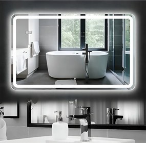 Viva AURA fürdőszoba tükör - érintőkapcsolós - páramenetesítős - órával - LED - FEKVŐ - 100 x 70 cm