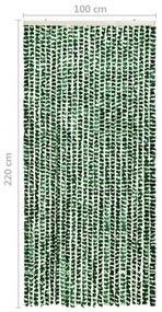 zöld és fehér zsenília rovarfüggöny 100 x 220 cm
