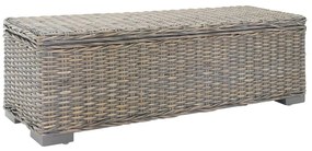 szürke natúr kubu rattan és tömör mahagóni fa tárolódoboz 110 cm