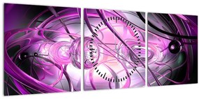 Gyönyörű lila absztrakció képe (órával) (90x30 cm)