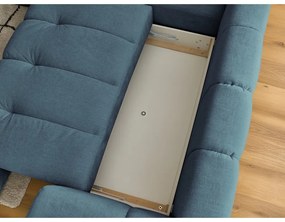 Kék kinyitható-tárolóhelyes sarokkanapé (bal oldali-L alakú) Fuji – Bobochic Paris