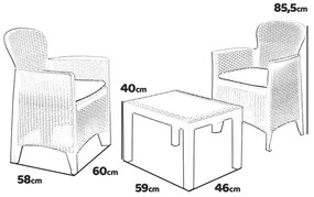 Tikka 2 személyes kerti bútor szett Antracit X