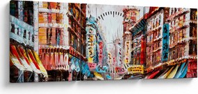 Kép - Hong Kong, olajfestmény (órával) (90x30 cm)