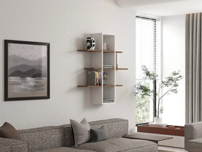 Fali polc Ardo - Walnut, White