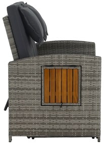 Kerti rattan kanapé MALORY, szürke/ természetes