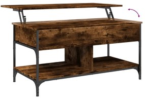 füstös tölgy szerelt fa és fém dohányzóasztal 100 x 50 x 50 cm