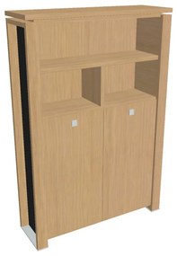 Verno+ S magas gardrób 140 x 46 x 210 cm, polccal, világos tölgy / fekete