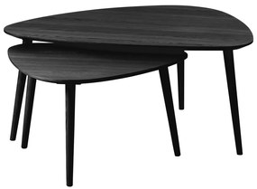 Fekete dohányzóasztal szett 2 db-os 70x100 cm Adda – Unique Furniture