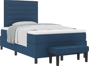 vidaXL Boxrugós ágy matracmal fejtámlával Kék 120 x 200 cm szövet