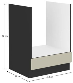 Alsó konyhaszekrény beépíthető tűzhelyhez Arikona 60 D GAZ BB (kasmír + fekete) . 1097030
