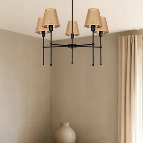 Rúdos csillár MADELA 5xE14/40W/230V juta/fekete