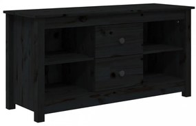 fekete tömör fenyőfa TV-szekrény 103 x 36,5 x 52 cm