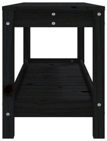 fekete tömör fenyőfa kerti pad 108x35x45 cm