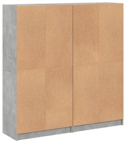 betonszürke szerelt fa könyvespolc ajtókkal 136 x 37 x 142 cm