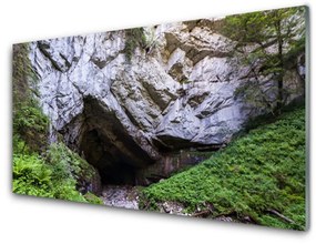 Üvegkép Mountain Cave Természet 100x50 cm 2 fogas