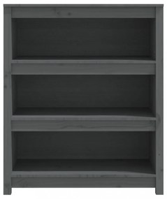 szürke tömör fenyőfa könyvszekrény 80x35x97 cm