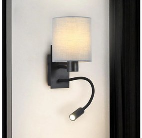 Brilagi Brilagi - LED Rugalmas fali lámpa 1xE27/25W/230V + LED/3W fekete/szürke BG1554