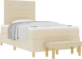 vidaXL Boxrugós ágy matracmal fejtámlával Krém 120 x 200 cm szövet