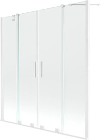 Mexen Velar Duo, 2 szárnyas eltolható kádparaván 150 x 150 cm, 8mm átlátszó üveg, fehér profil, 896-150-000-02-20