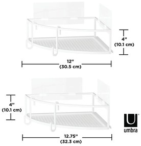 Fehér öntapadós acél fürdőszobai sarokpolc szett 2 db-os Cubiko – Umbra