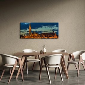 Kivilágított épületek képe (120x50 cm)