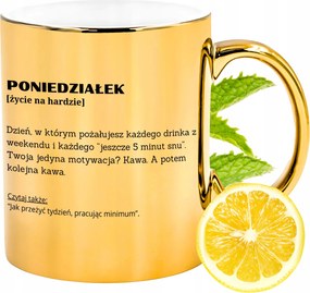Arany csillogó bögre Hétfő Ajándék Nyomtatott Fotóval