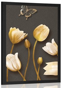 Poszter tulipánok arany motívummal