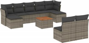 vidaXL 10 részes szürke polyrattan kerti ülőgarnitúra párnákkal
