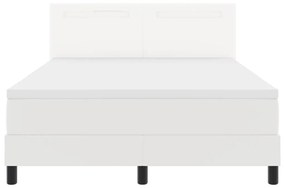 Boxspringágy Matracokkal Fehér 160 x 200 cm, Műbőr