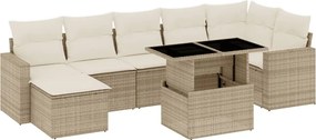vidaXL 8 részes bézs polyrattan kerti ülőgarnitúra párnával