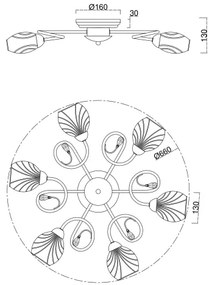Brilagi - Felületre szerelhető csillár MEGAPOLIS 6xE14/60W/230V arany