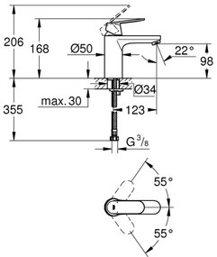 GROHE 23327000 - EUROSMART COSMOPOLITAN mosdócsaptelep DN 15, M méret, króm