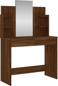vidaXL barna tölgy színű fésülködőasztal tükörrel 96x39x142 cm